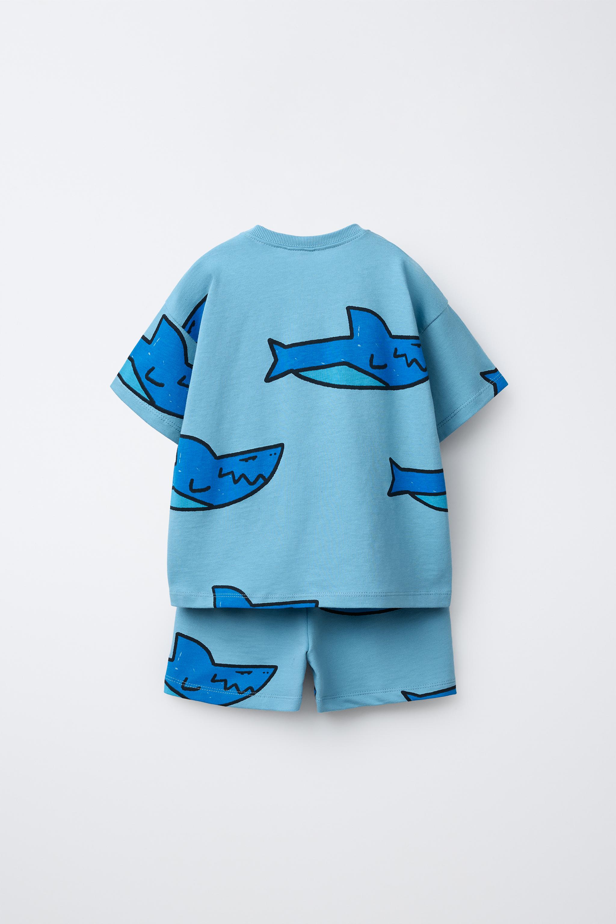 CRAB PRINT T-SHIRT AND SHORTS SET